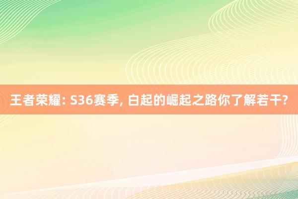 王者荣耀: S36赛季, 白起的崛起之路你了解若干?