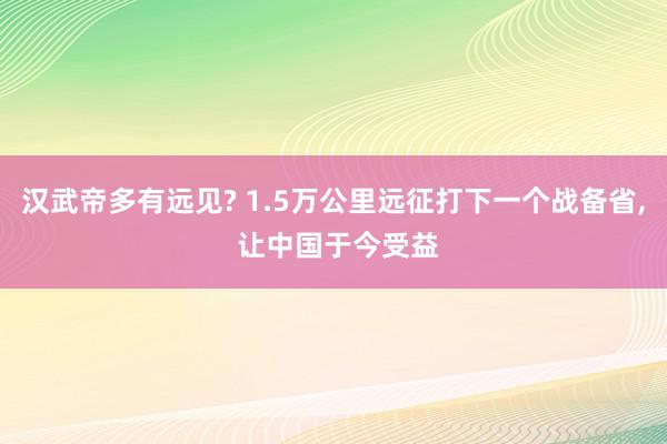 汉武帝多有远见? 1.5万公里远征打下一个战备省, 让中国于今受益