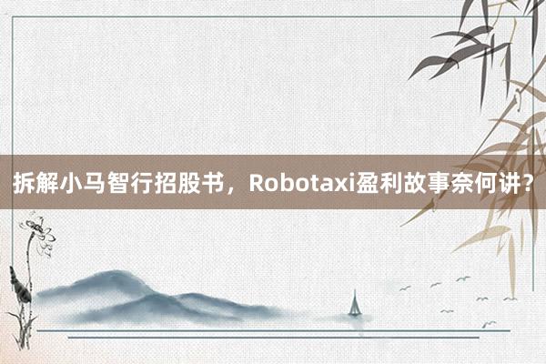 拆解小马智行招股书，Robotaxi盈利故事奈何讲？