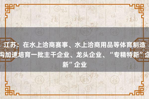 江苏：在水上洽商赛事、水上洽商用品等体育制造鸿沟加速培育一批