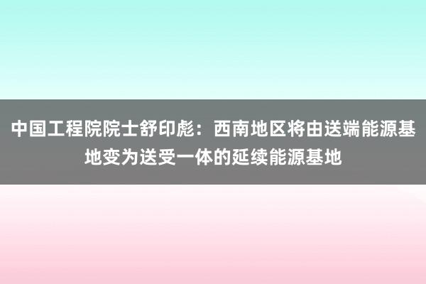 中国工程院院士舒印彪：西南地区将由送端能源基地变为送受一体的